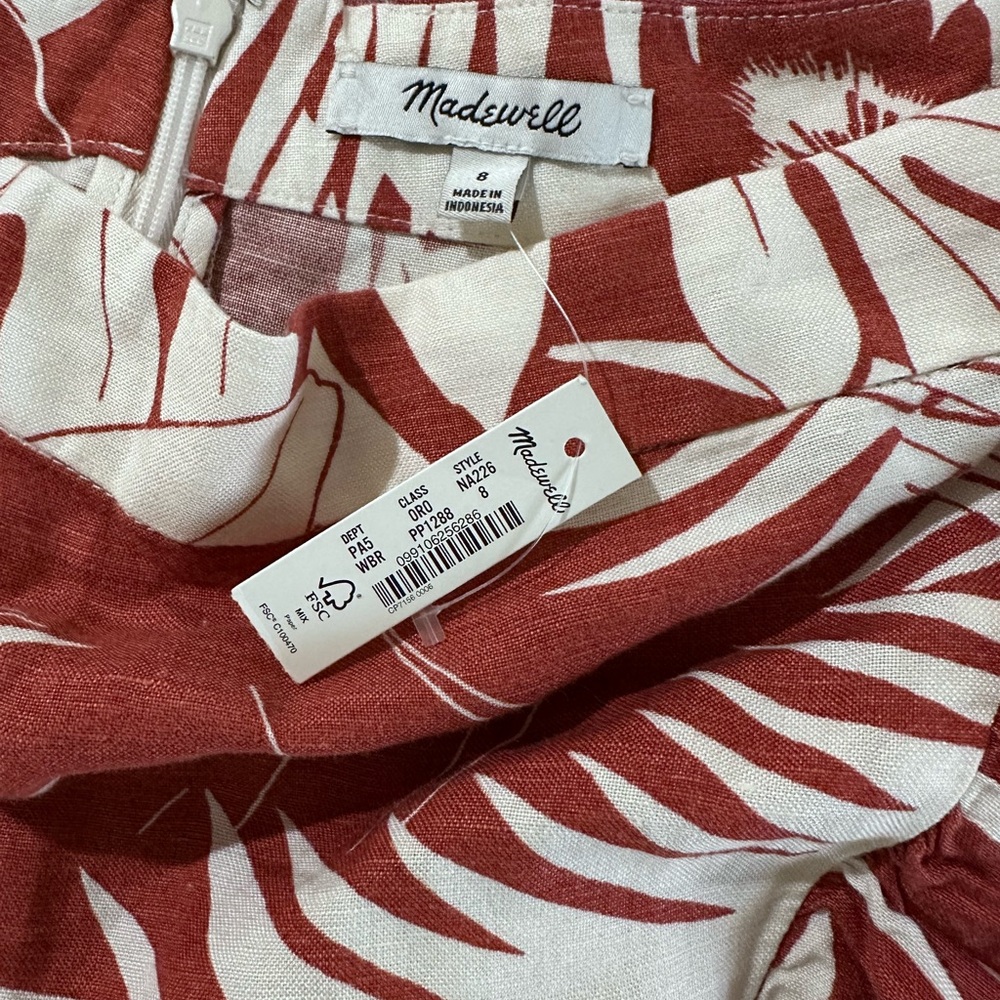 Madewell Linen-Blend Ruffle-Wrap Midi Skirt in Tropical Vacation Size:8 - Picture 11 of 11